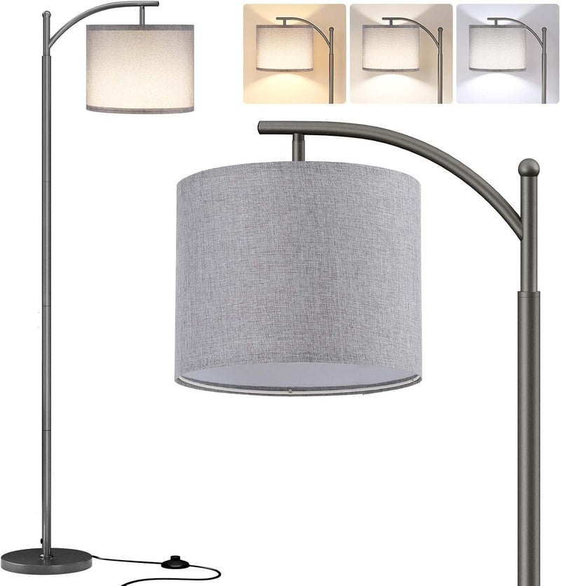SUNMORY Arc Floor Lamp,Modern Floor Lamp with 9W 3 Color Temperatures Bulb,Metal Standing Lamps with Adjustable Hanging Lampshade,Tall Floor Lamps for Living Room,Bedroom,Office - Image 1